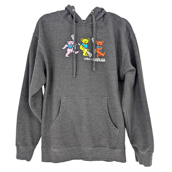 Lacrosse Unltd X Grateful Dead Gray Graphic Skull Dancing Bears Hoodie Medium - Picture 1 of 11